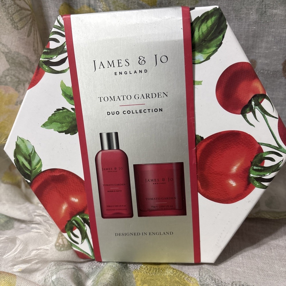 NEW James & Jo England Tomato Garden Duo Bubble Bath & Scented Candle Gift Set